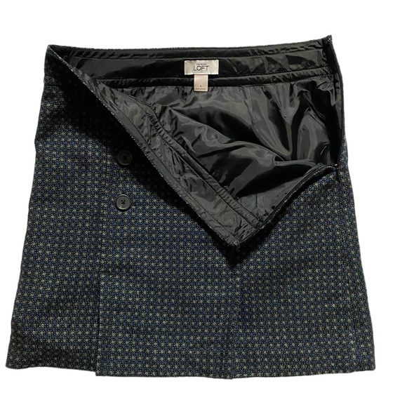 LOFT 4 Blue, Black, and Gray Houndstooth Short Skirt - Picture 4 of 8